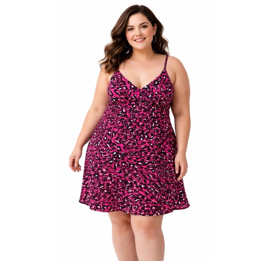 NWT TORRID | Bright Pink Animal Print A-Line Dress Sz. 1 or a 1X
